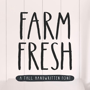 Handwritten Font Farm Fresh Farmhouse Rustic All Caps Cute Cottage Rae Dunn Inspired Modern Tall Skinny Thin Lines Procreate Canva Pro
