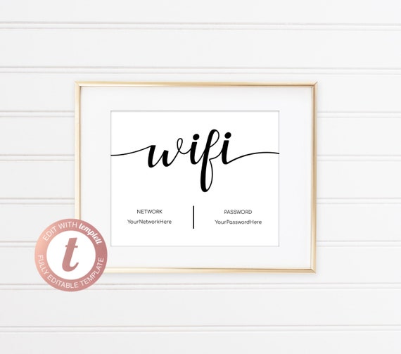 Wifi Password Sign Template Custom Printable Guest Room Etsy