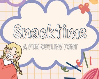 Handwritten Font Snacktime Playful Child Coloring Book Kids School Outline Font for PC Canva Pro Procreate