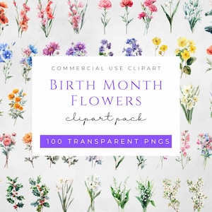 Birthflower Bouquet Geburtsblumen Geschenkset von 100 PNG Familie Geburtsblumen Maiglöckchen Mama Oma Geburtstagsgeschenk Geburtsmonat Art
