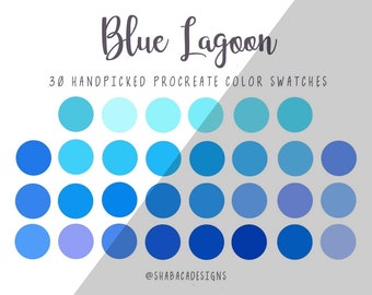 Blue Lagoon Procreate Color Palette 30 Blue Ocean Water Nature Swatches iPad Letter Graphic Design Procreate Tools Digital Art Illustration
