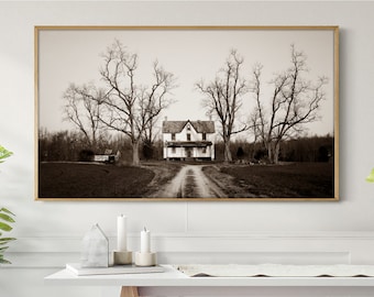 Frame TV Art Black White Spooky House Samsung Frame TV Halloween Creepy Wall Art Home Decor Instant Download Haunted House Gothic