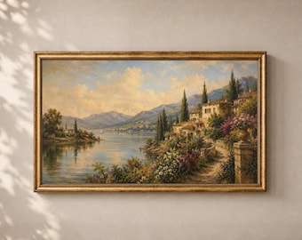 Vintage Italy Landscape Frame TV Art: Italian Villa Decor Digital Download