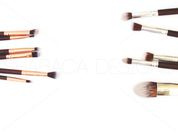 Makeup Brushes Beauty Styled Stock Mockup Flatlay Background Etsy