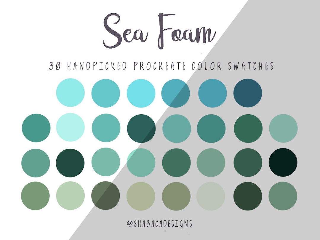 Sea Foam Procreate Color Palette 30 Seafoam Green Blue Aqua Ocean