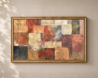 Fall Abstract Frame TV Art: Rustic Earth Tone Oil Painting Autumn Samsung Frame Art Terracotta Neutral Digital Download