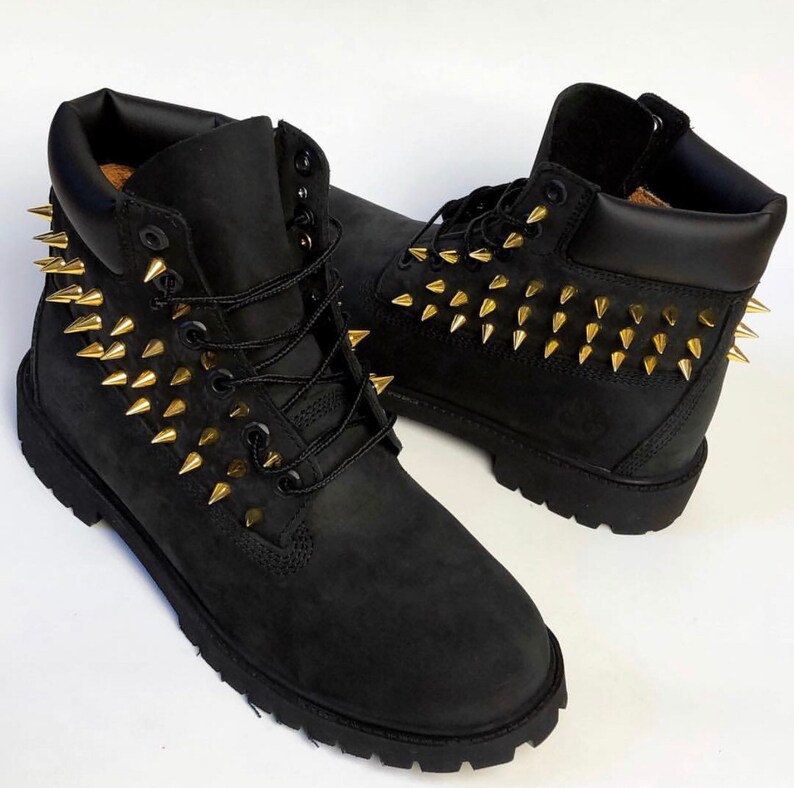 Custom spiked BLACK Timberland boots any size made to order | Etsy