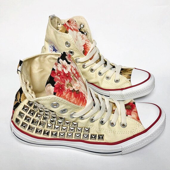 khaki studded converse