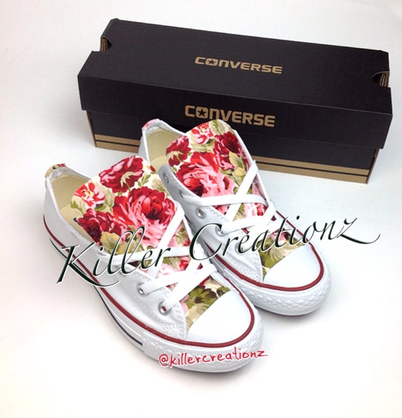 Custom Converse low tops with floral 