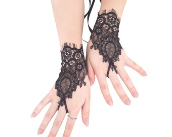 Elegant Black Lace Fingerless Gloves: Bridal, Party  Gothic Accessories