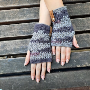 Handmade Crochet Fingerless Gloves - Wool Blend, Spring/Fall Arm Warmers Size XS