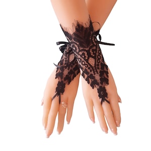 Duty Free black lace gloves halloween adult costume French lace black fingerless gloves gothic costume gloves  armwarmers halloween gloves