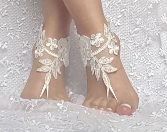 ivory Beach wedding barefoot sandals wedding shoe prom party bridal barefoot sandals beach anklets, bridal accessories