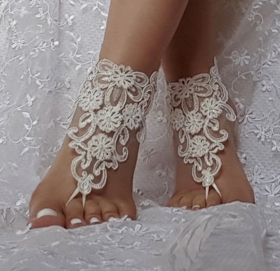 ivory 3D flower wedding barefoot sandals wedding prom party bangle beach anklets bangles bridal bride bridesmaid