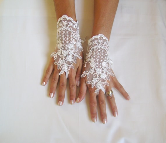 Ivory Wedding gloves french lace gloves bridal gloves lace gloves fingerless gloves ivory gloves 231