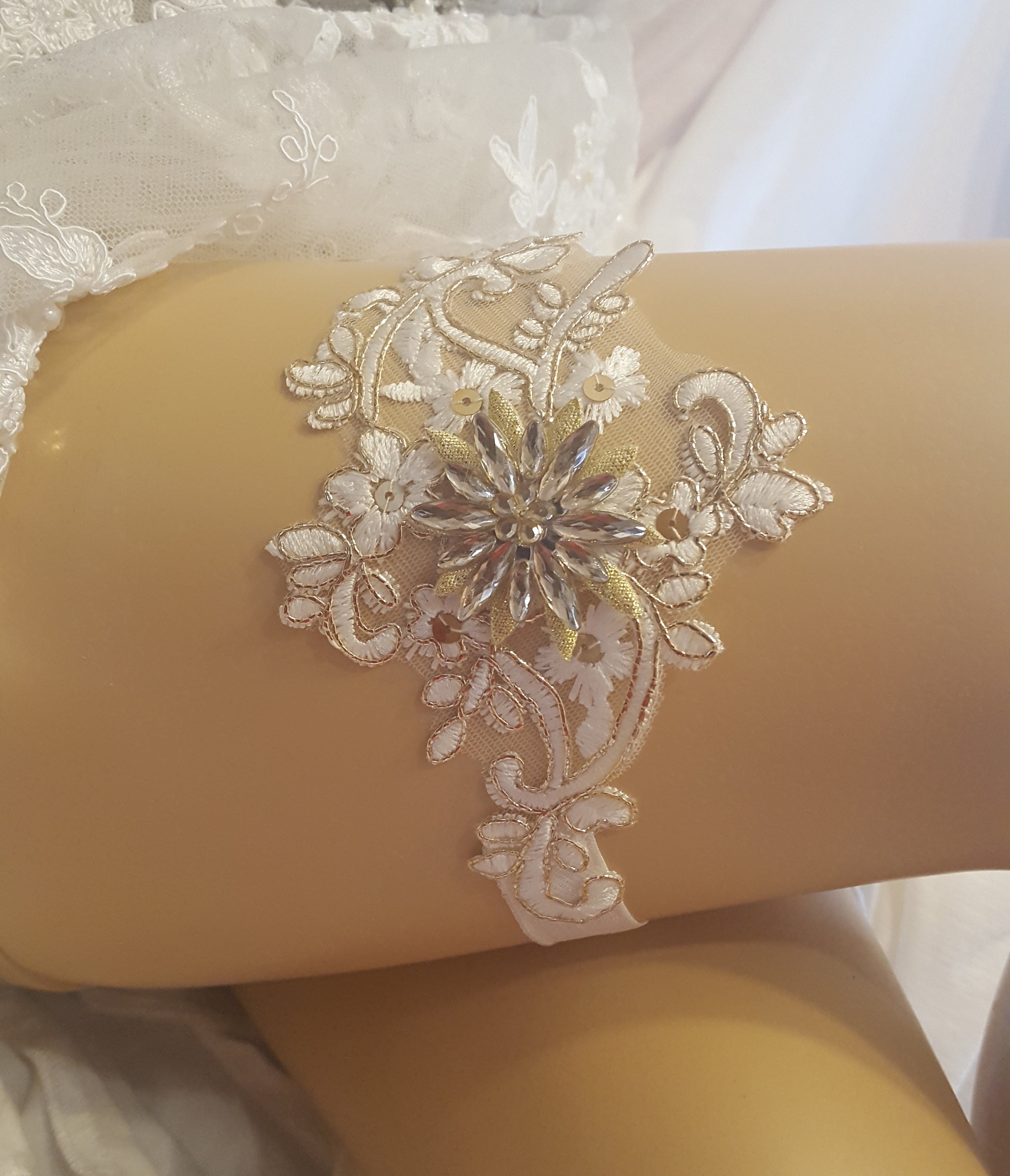 Ivory gold bridal garter belt wedding garter garter bridal Etsy