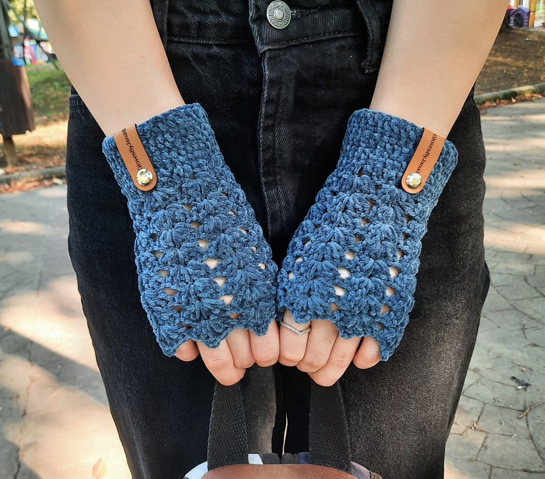 Teal Blue Velvet Fingerless Gloves With Arm and Hand Warmers Etsy