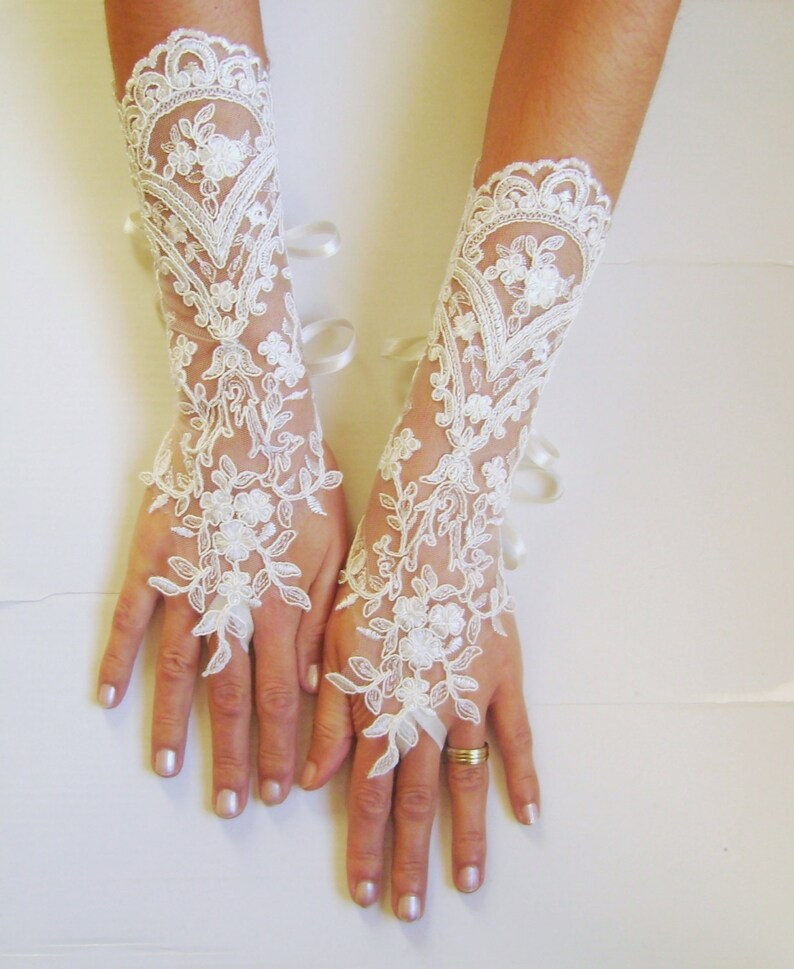 Long Ivory Wedding gloves bridal gloves lace gloves Etsy