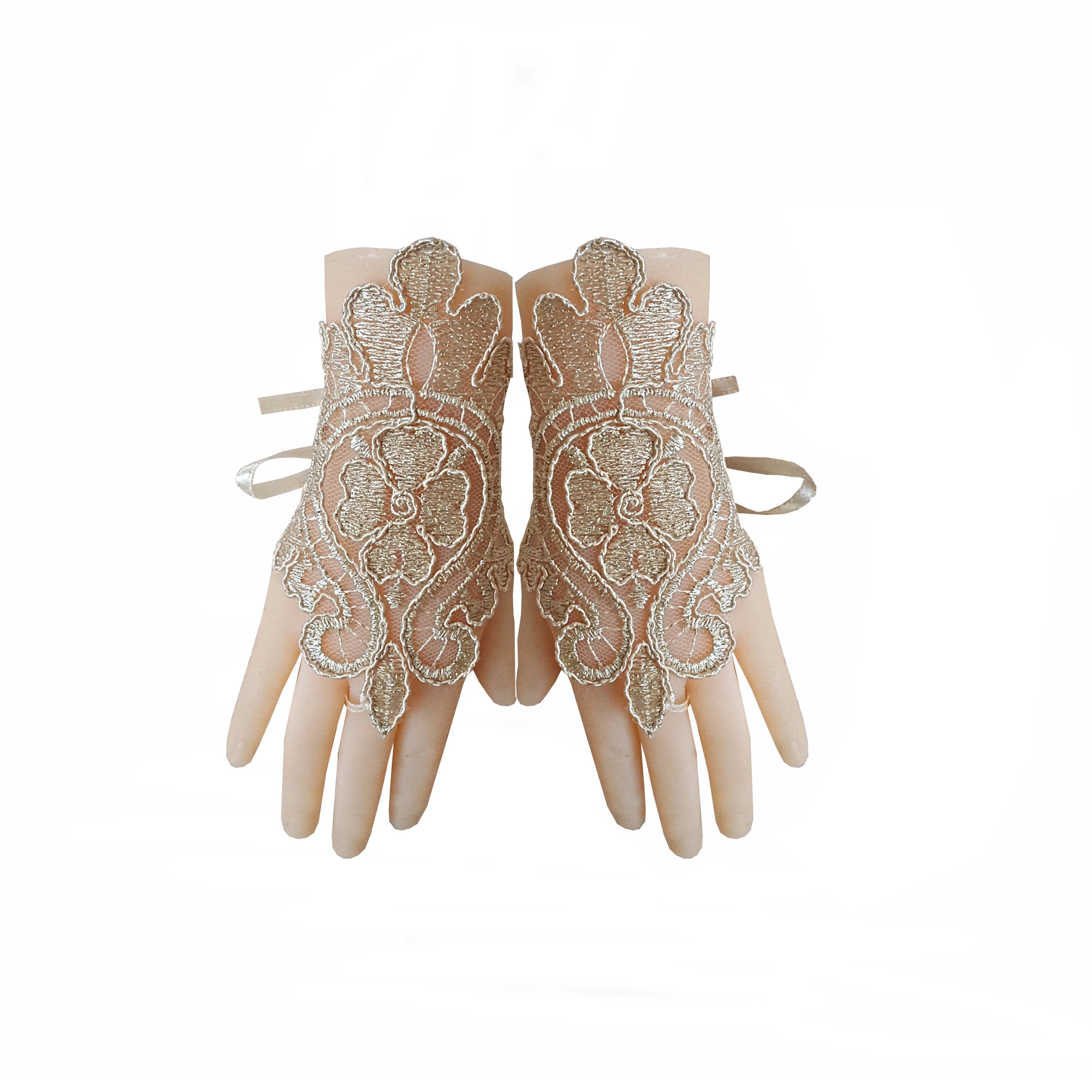 gold wedding gloves
