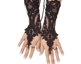 Gants Dentelle Sans Doigts Femme - 2 Paires, Motifs Floraux - Accessoire élégant Pour Mariage, Théâtre, Soirée