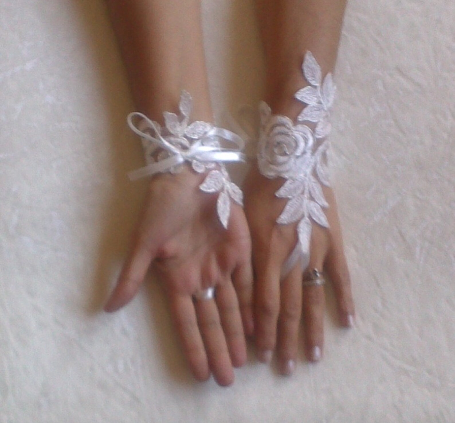 Bridal Glove Ivory Silverembroidered Lace Gloves Etsy Canada