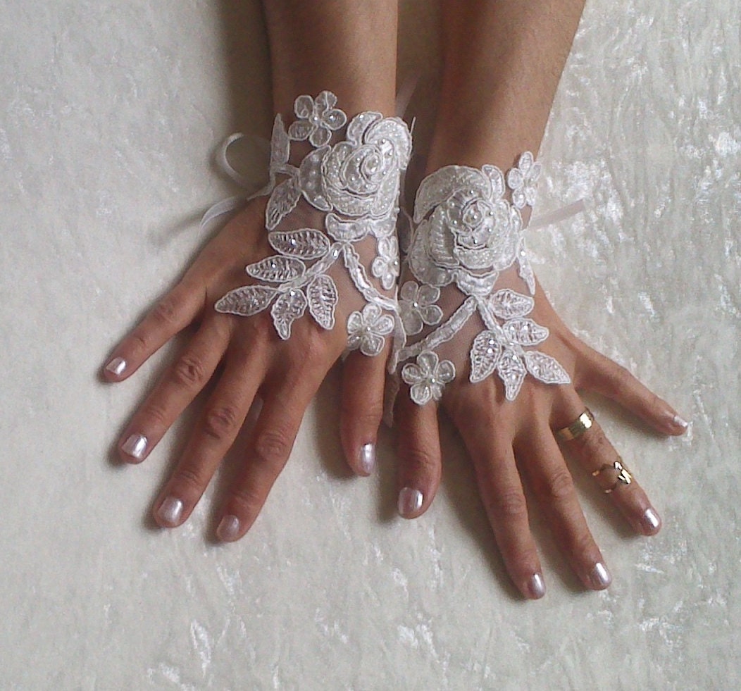 ivory wedding gloves