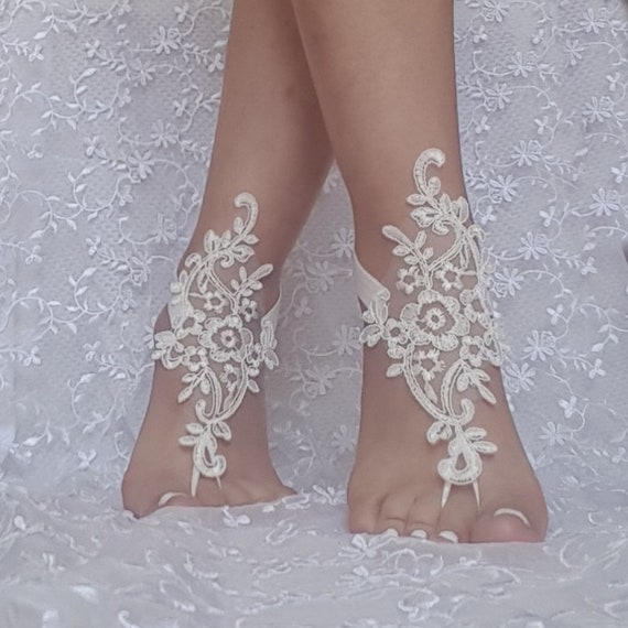 ivory silver cord wedding barefoot sandles wedding prom party steampunk bangle beach anklets 9668B bridal bride bridesmaid 9668B