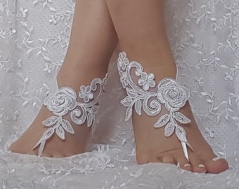 Unique Barefoot sandals,   shoes, foot decoration, yoga clothes, beach wedding barefoot sandals, bridesmaid gift, , handmade,