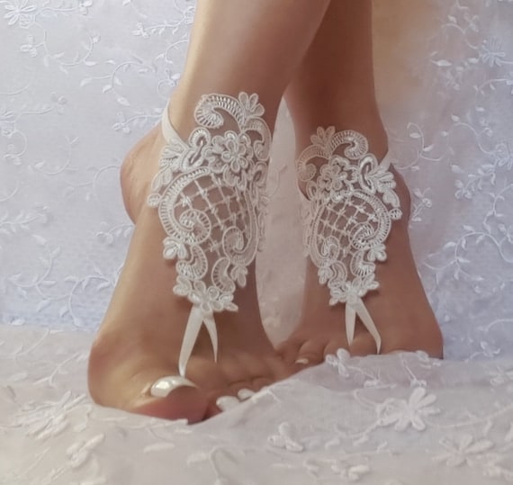 ivory wedding shoe barefoot sandles wedding prom party steampunk bangle beach anklets bangles bridal bride bridesmaid