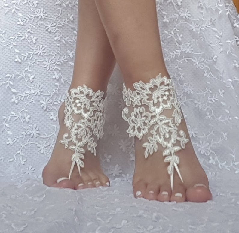 Ivory Beach Bridal Barefoot Sandal Wedding Shoe Prom Party Barefeett Sandals Anklets Accessories Ankle Bangle Ivory Beach Bridal Barefoot Sandal Wedding Shoe Prom Party Barefeett Sandals Anklets Accessories Ankle Bangle