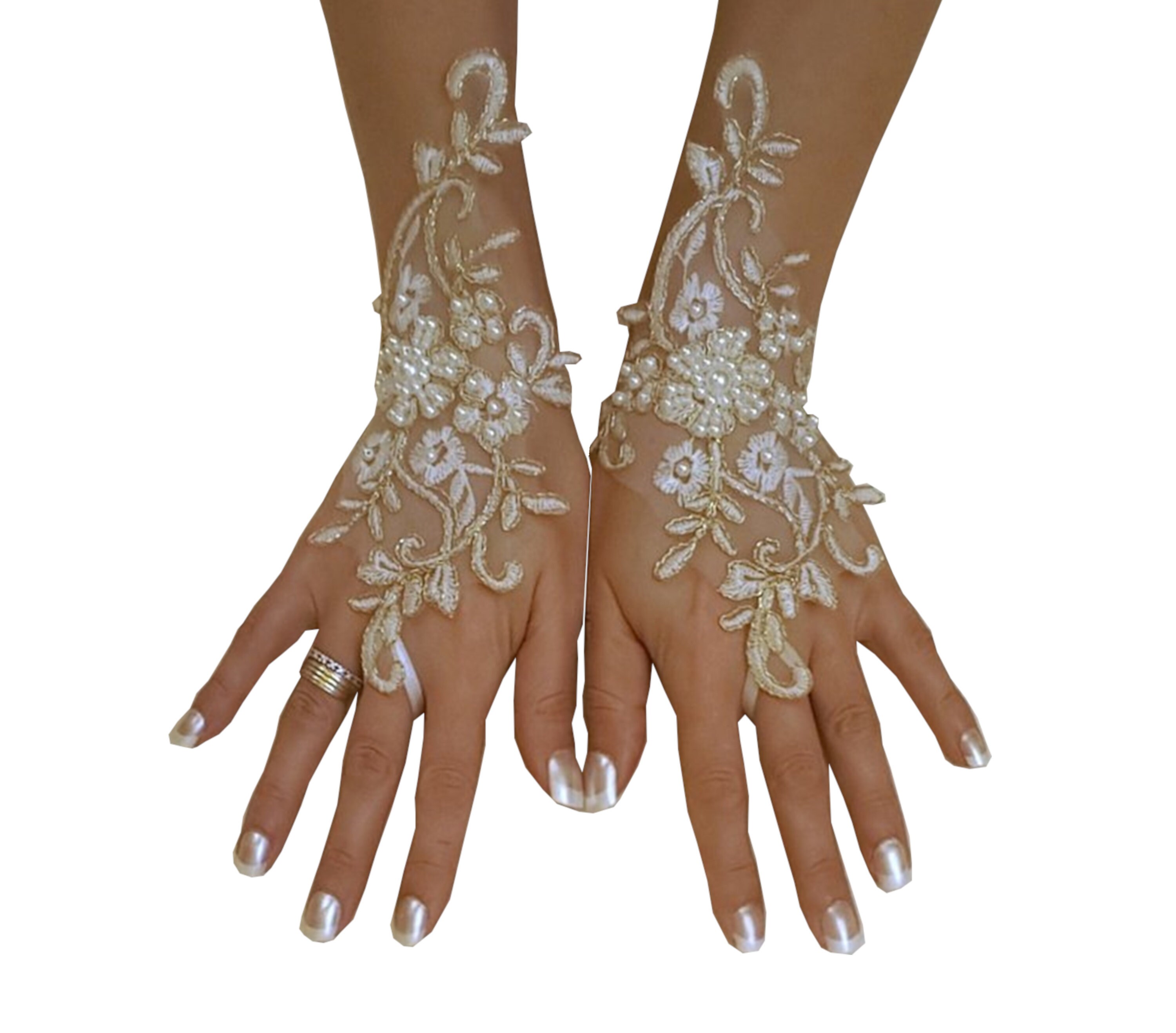 gold wedding gloves