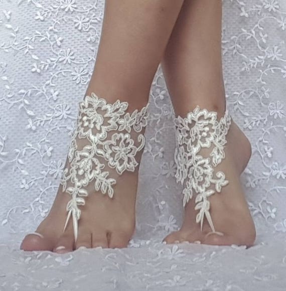 ivory Beach wedding barefoot sandals wedding shoe prom party bridal barefoot sandals beach anklets, bridal accessories