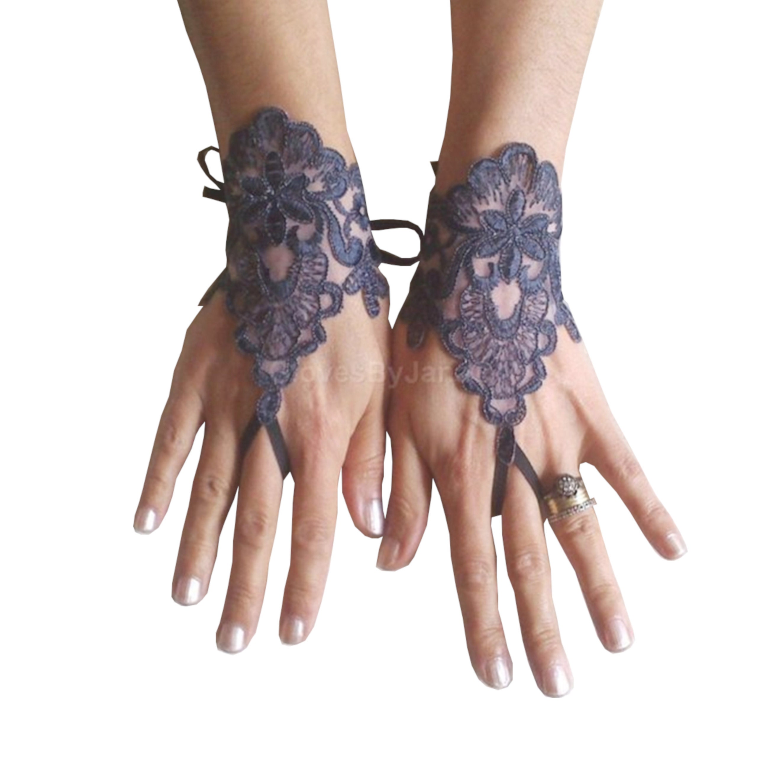 grey wedding gloves
