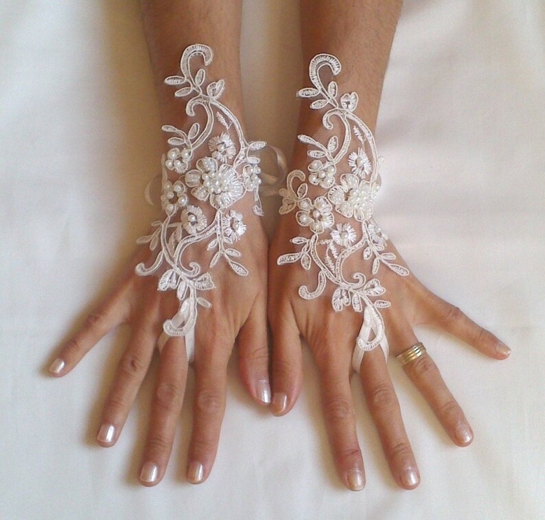 Ivory gold or ivory silver frame wedding gloves bridal gloves Etsy