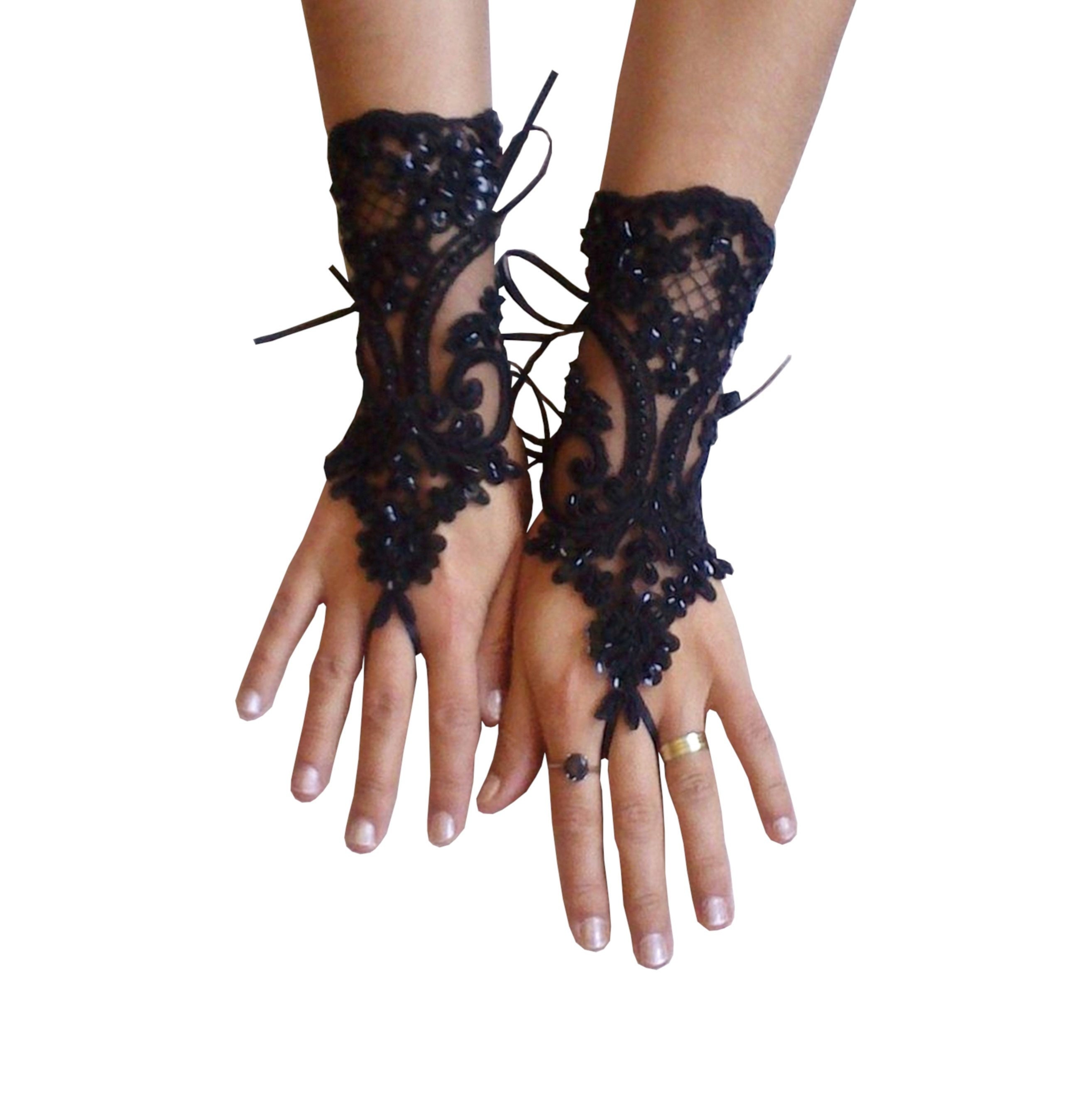 black wedding gloves
