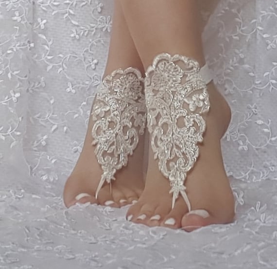 bridal beach wedding barefoot sandals, bangle, ivory silver beach wedding barefoot sandals, wedding bangles, anklets, bridal