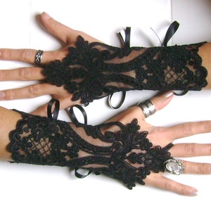Black or Ivory Lace Gloves French Lace Bridal Lace Wedding - Etsy