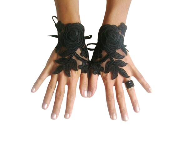 black wedding gloves