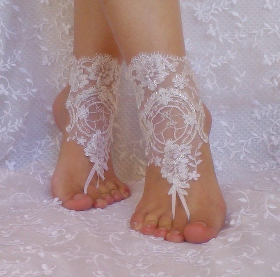 bridal bangle white silvery beach wedding barefoot sandals
