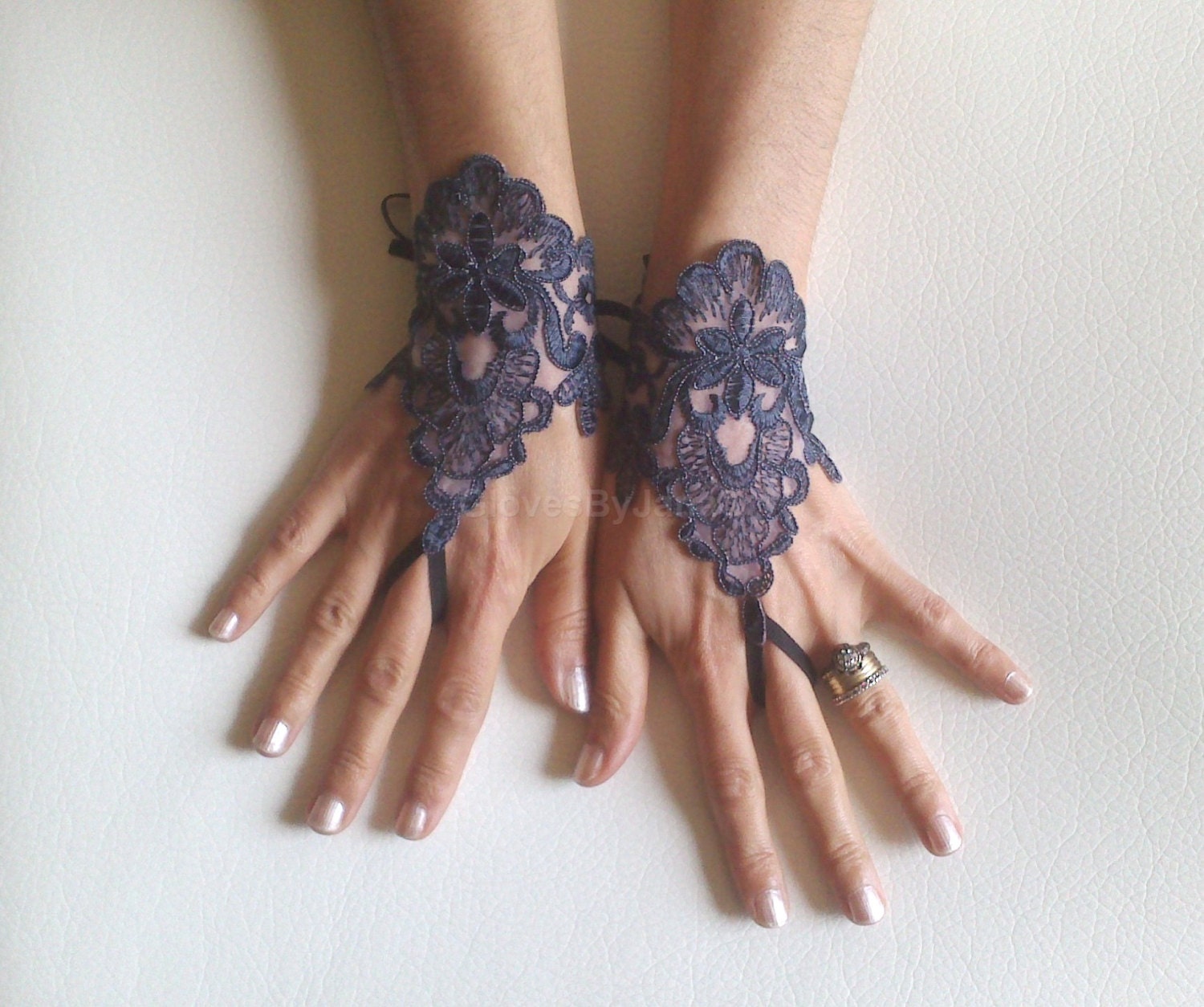 grey wedding gloves