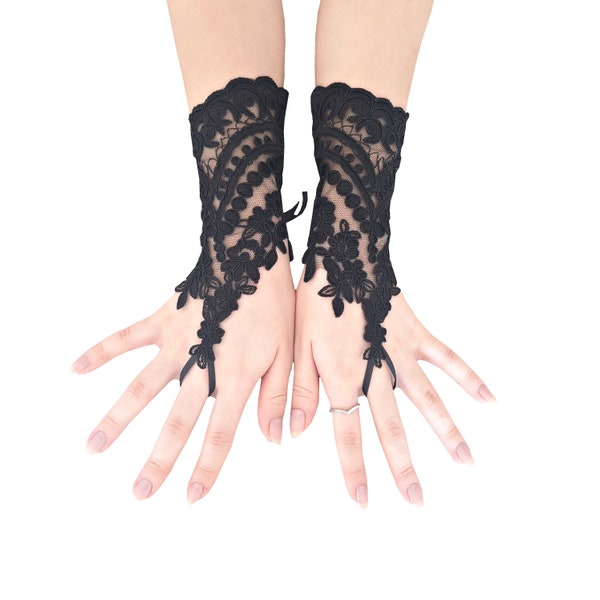 Black Gothic Gloves Etsy