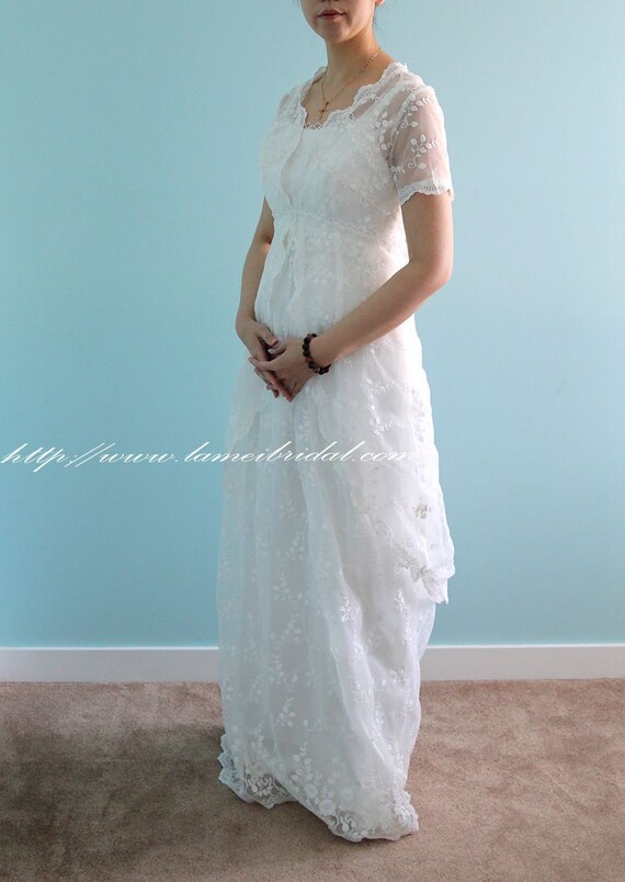 Retro Design Two Piece Embroidered Short Sleeve Ivory Lace Etsy
