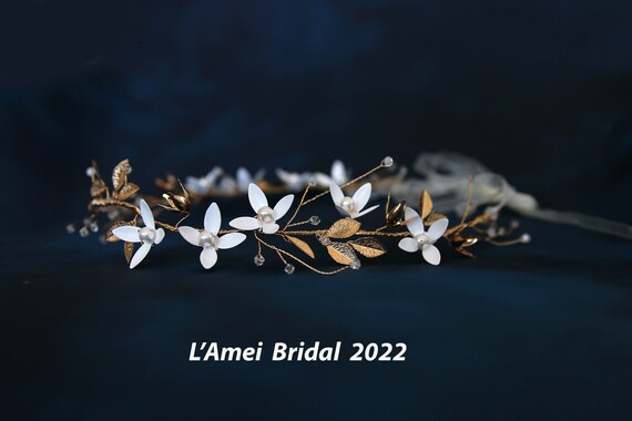 Ready to Ship -gold Crystal Rhinestone Flower Bridal Belt  display picture 3
