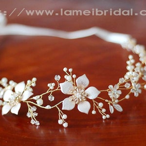 Golden leaf Wedding hair vine ,Bridal Tiara,wedding Headpiece with gold Flower ,Bridal leaf crown ,Bridal headpiece - Greek hair accessory