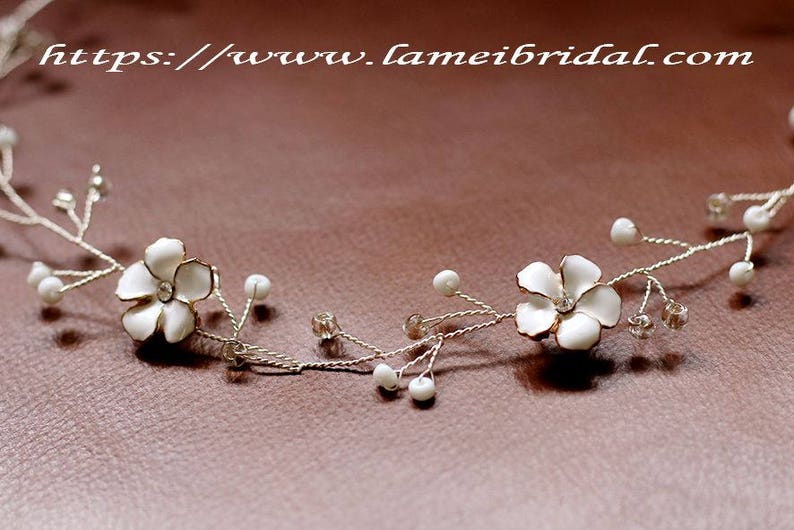 bridal sash belt Fall Rustic small white Flower Wedding dress belt Bridal headpiece Bridal vine Bridal Flower belt Flower Headpiece