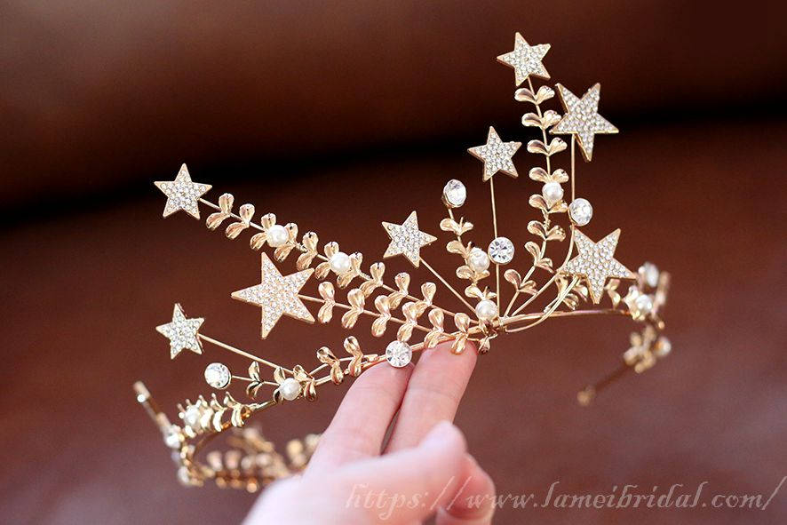 Gold Star Crown Gold Bridal Headpiece Headband With Super Cute