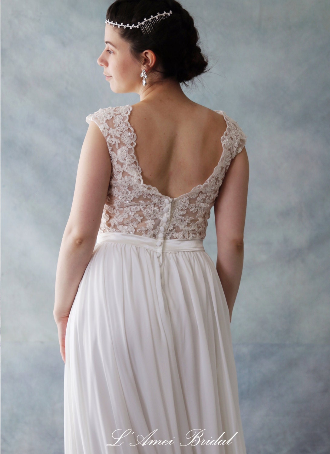 club l low back crepe detail fishtail wedding dress