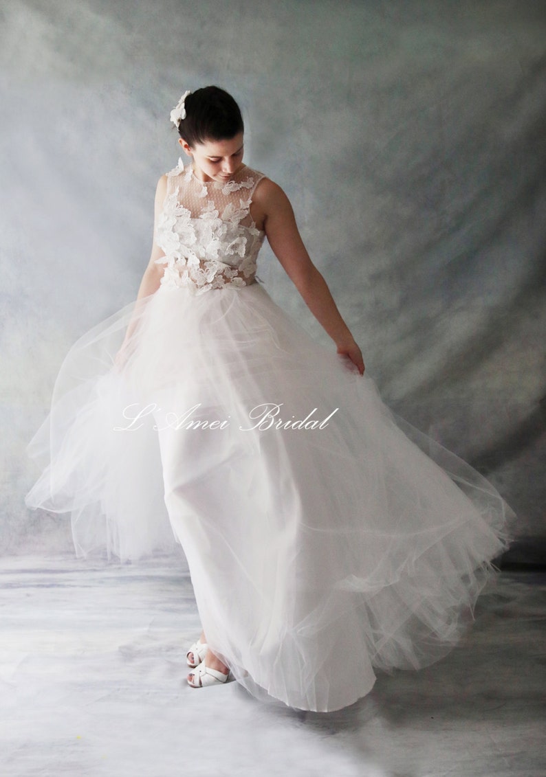 Affordable Long White Butterfly Lace Wedding Dress Beach Etsy