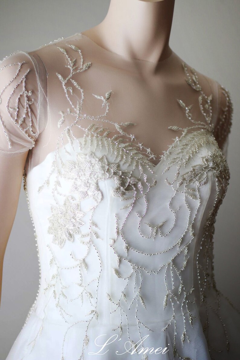 Stunning Hand Beaded Wedding Bridal Dress in Ivory or White. Etsy