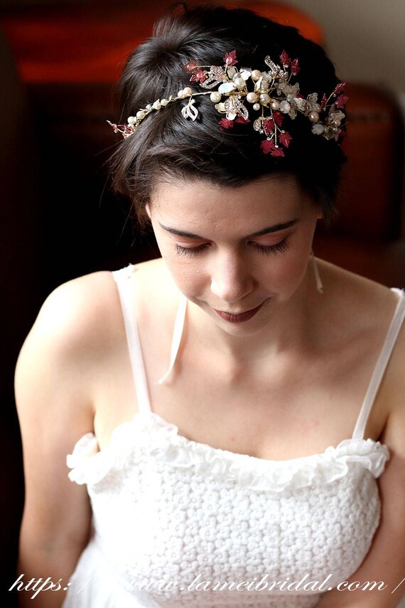 Sale-bridal Boho Small Maple Leaf Crown, Floral Bridal 